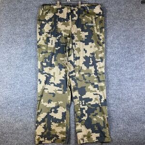 Kuiu Teton Rain Pants Mens 2XL Green Verde Camo Lightweight Packable Full Zip